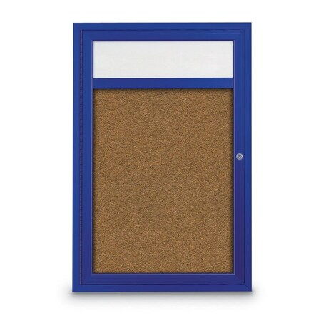United Visual Products Slim Enclosed Corkboard, 30"x36", Gold Alum Frame/Cinnabar UVEB3036-GOLD-CINNABA